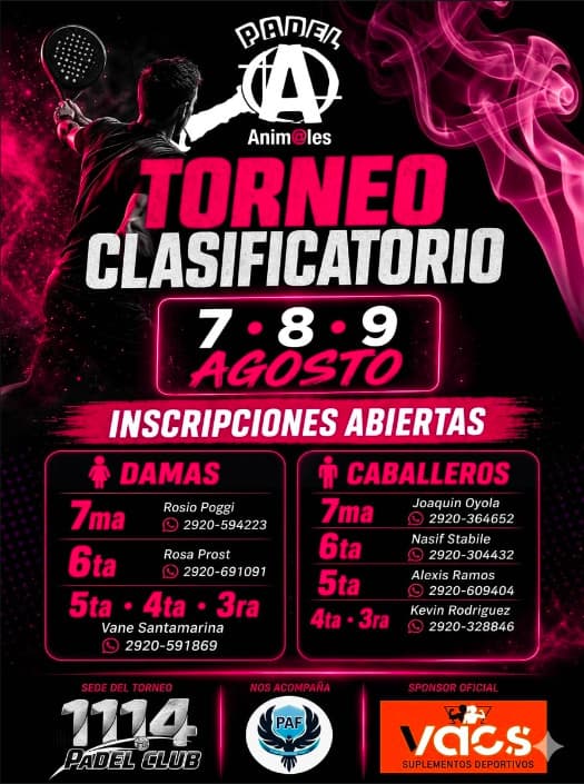 Viedma recibe el 2° Torneo Clasificatorio al Federal Nacional de Pádel