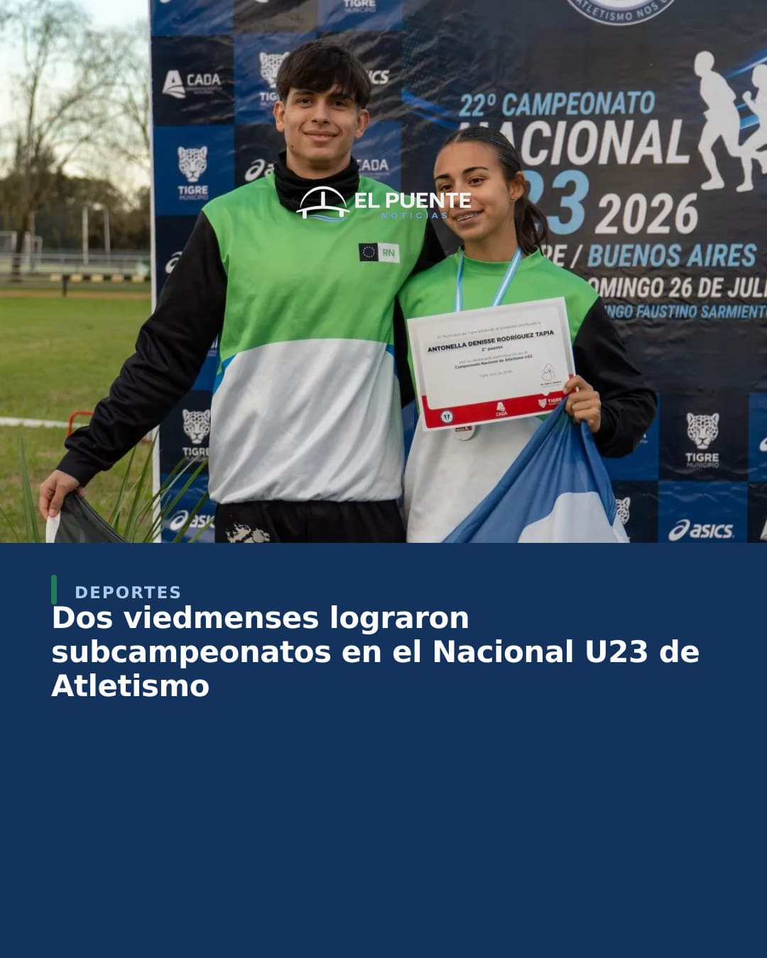 Dos viedmenses lograron subcampeonatos en el Nacional U23 de Atletismo