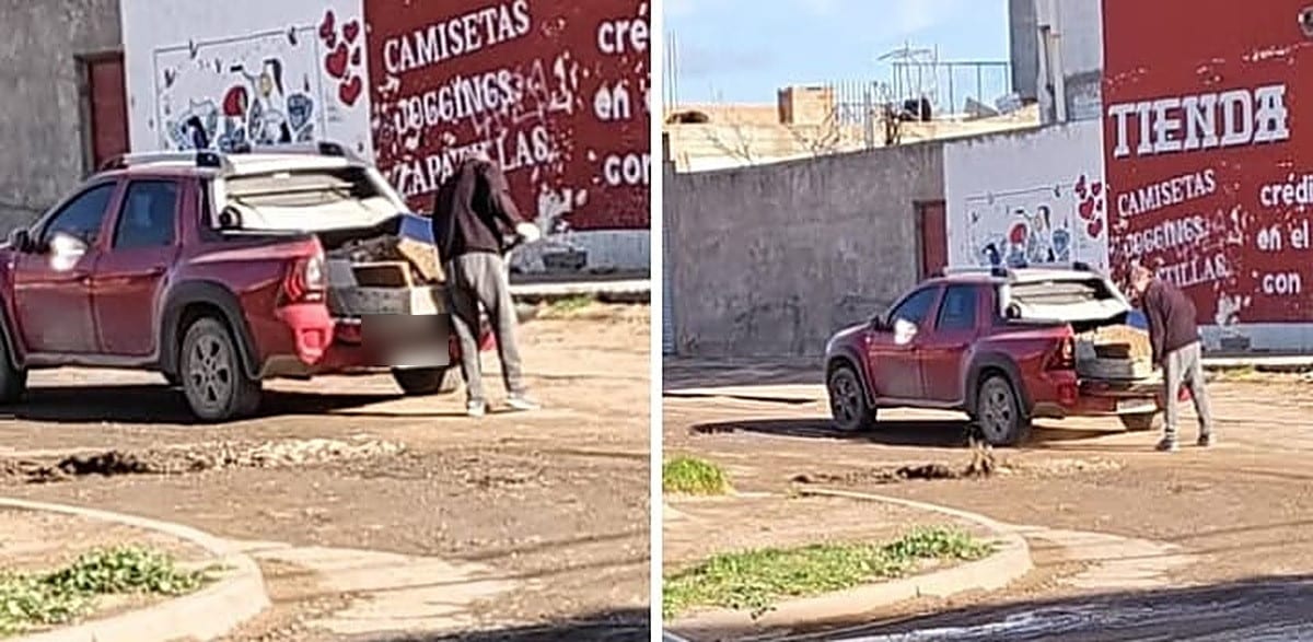 Un vecino hizo el trabajo del Estado ausente: cargó su camioneta y tapó los pozos que el Municipio no arregla