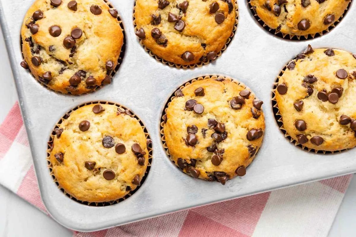 Receta: muffins integrales de banana y chips de chocolate